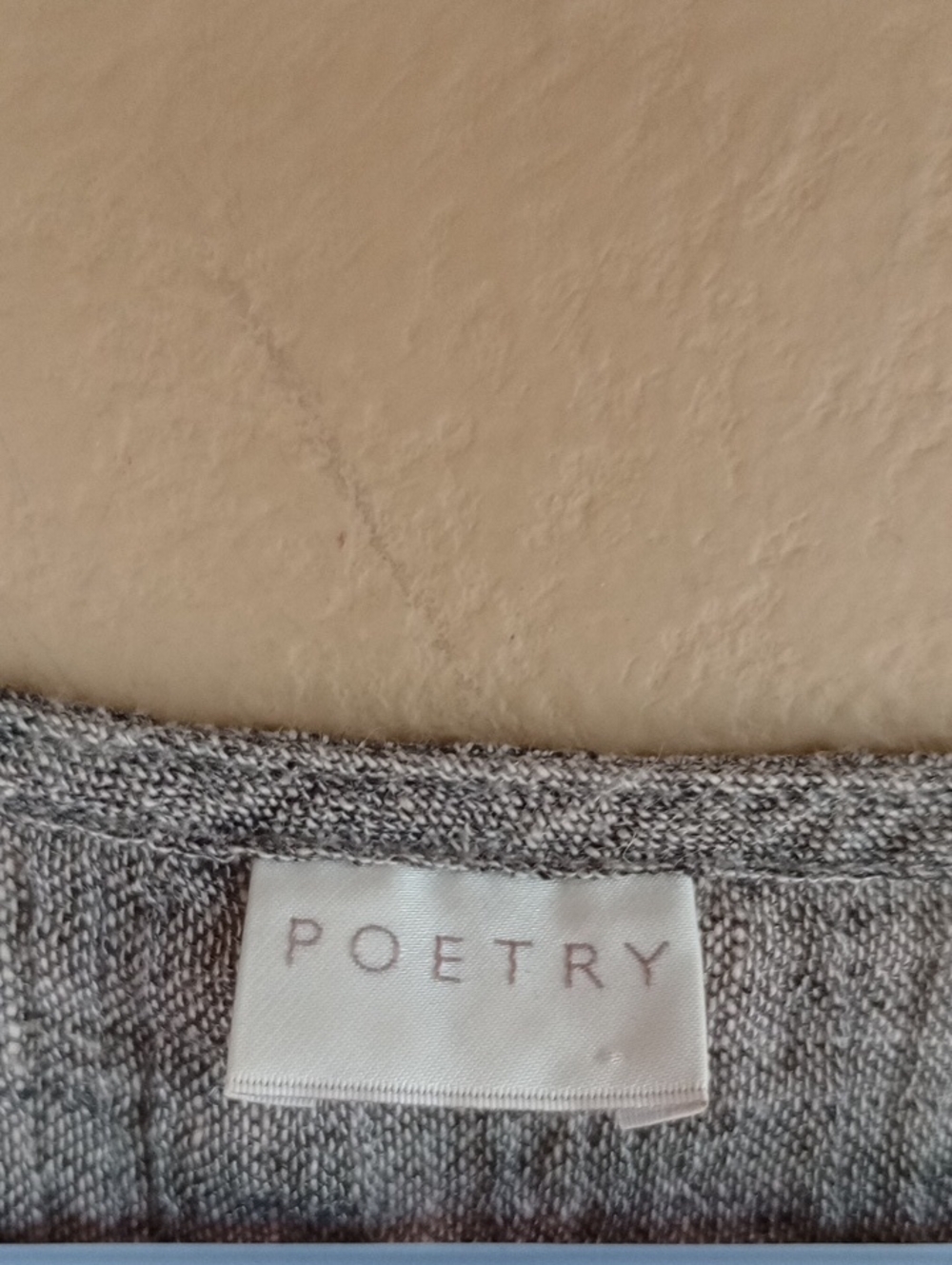 Poetry Linen V Neck Embroidered Textured Top Gray Minimalist Size 8 - Picture 4 of 8
